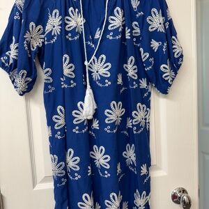 Karen Kane embroidered cotton tassel dress size Small